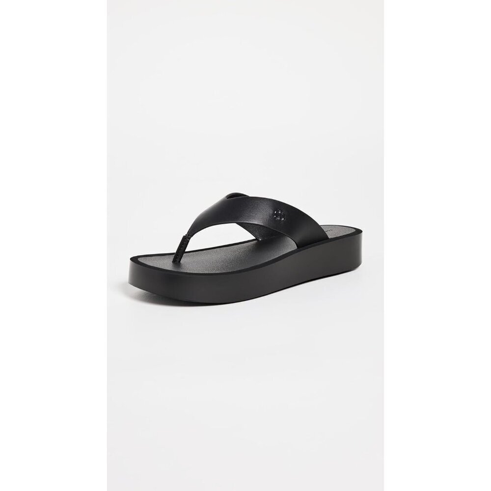Women's Leather Platform Flip Flops - Picture 2 of 5
